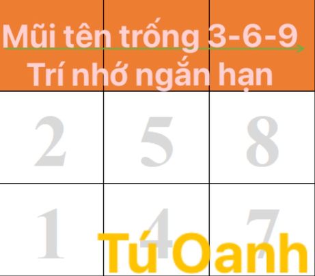 MŨI TÊN TRỐNG 3-6-9: TRÍ NHỜ NGẮN HẠN