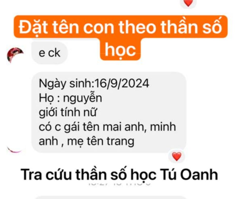 Đặt tên theo thần số học - bé gái họ Nguyễn 16/9/2024 - Tra cứu thần số học Tú Oanh